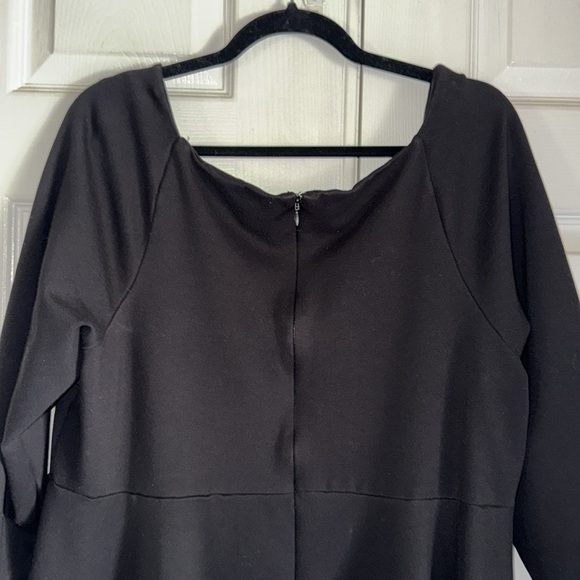 Eloquii Black Square Neck Long Sleeve Fit And Flare Cocktail Dress - Picture 7 of 9
